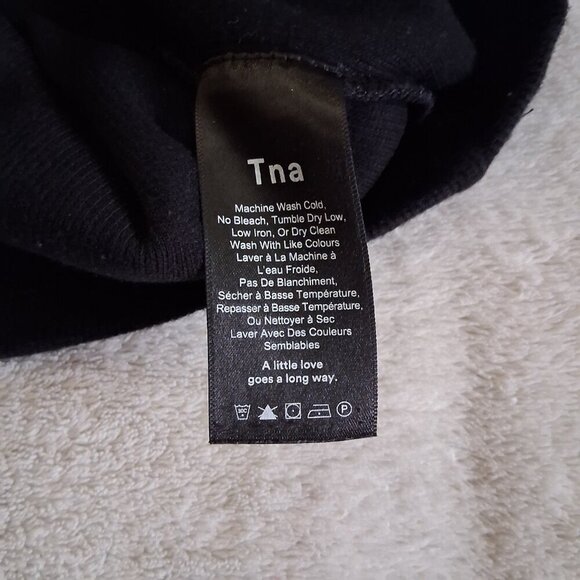 Aritzia TNA Women's Size Small Black Ribbed Mini Tank Bodycon Cotton Blend Dress - Picture 7 of 12